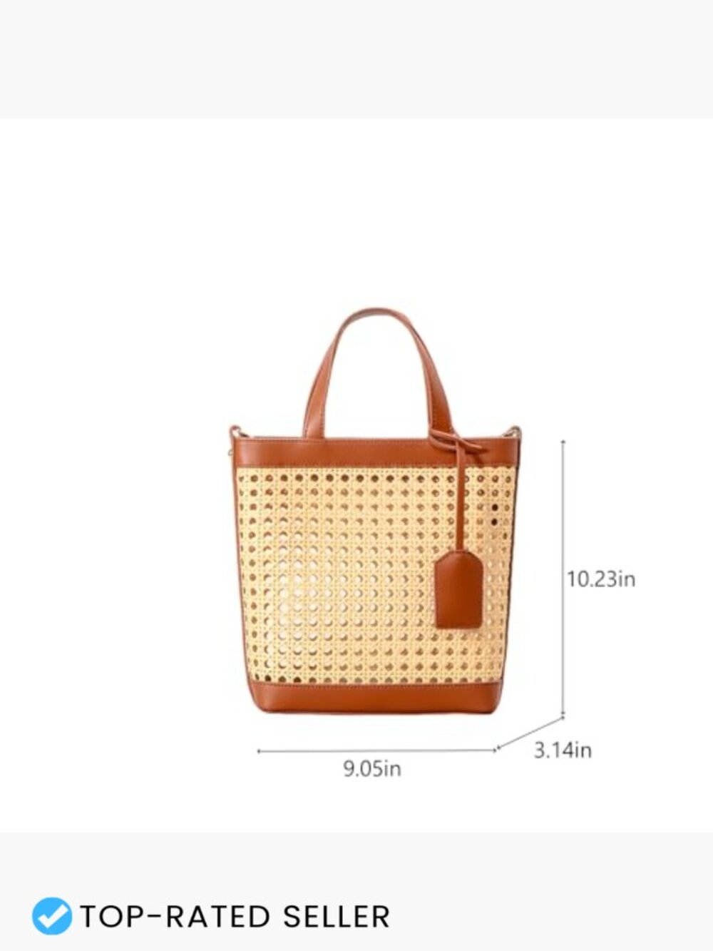 Woven Straw Beach Bag Summer Bucket Tote Top Handle Drawstring Rattan Purse - Picture 6 of 7